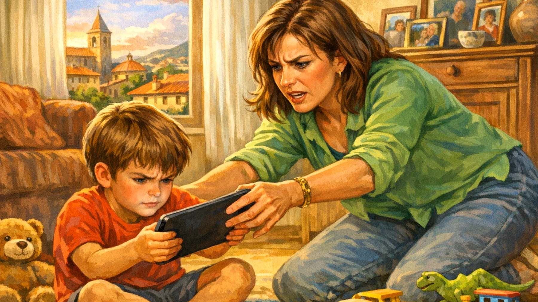 I genitori faticano a limitare l'uso eccessivo di dispositivi digitali (smartphone, TV, videogiochi) nei loro bambini, creando conflitti quotidiani e preoccupazioni sullo sviluppo cognitivo, sociale e sul benessere fisico dei piccoli"