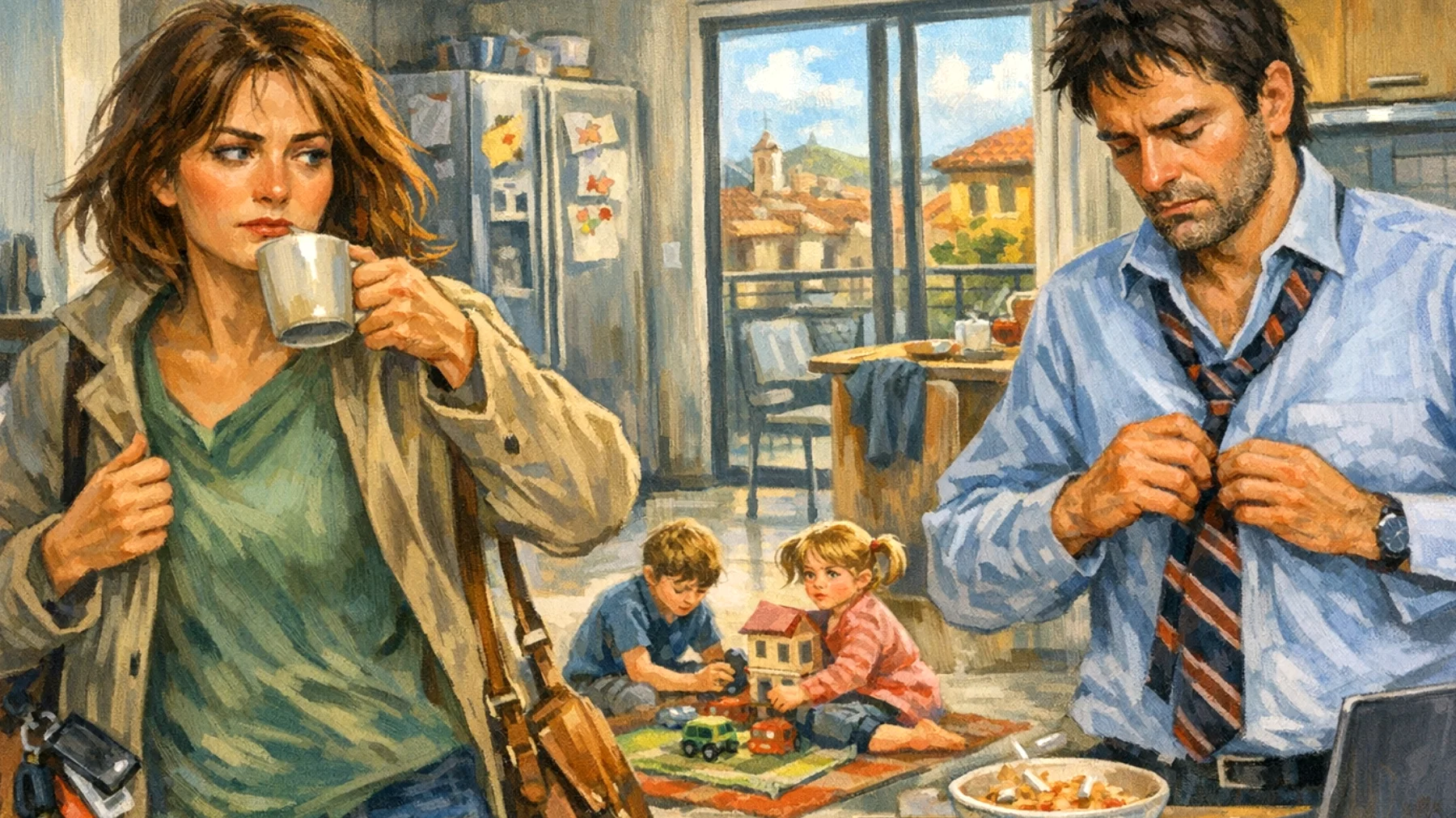 Genitori di bambini piccoli che, tra lavoro e impegni quotidiani, faticano a ritagliare momenti significativi da trascorrere insieme ai figli, vivendo la relazione in modo frettoloso e superficiale"