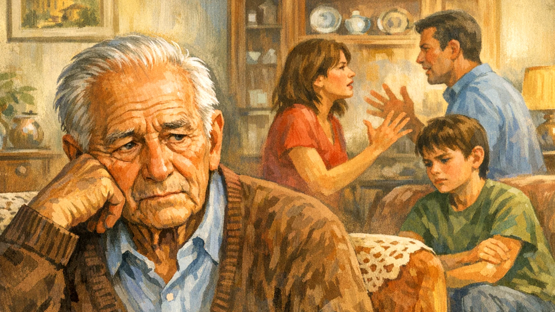 Il nonno si trova in difficoltà nel gestire i conflitti con la famiglia allargata riguardo all'educazione e alle scelte di vita dei nipoti adolescenti, sentendosi spesso messo in disparte o criticato dai genitori dei ragazzi per il suo approccio educativo considerato obsoleto o troppo permissivo"